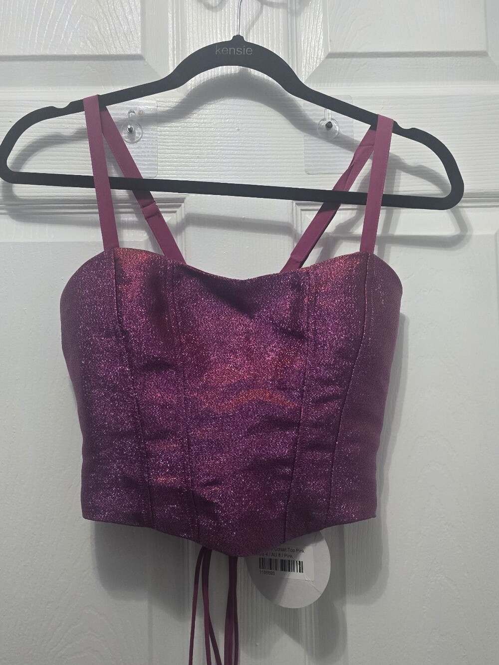 Women's Shimmer Sweetheart Corset Top - Magenta Pink